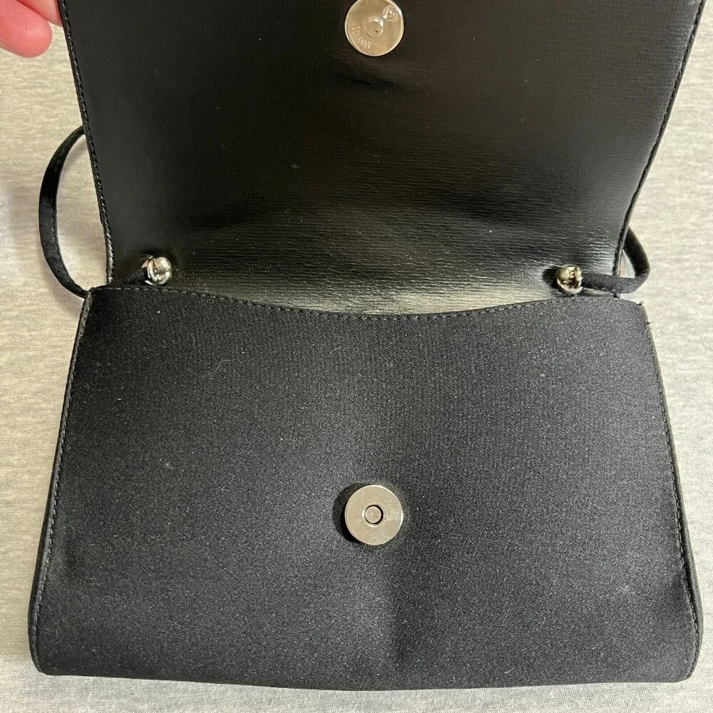 Vintage‎ Givenchy Paris Art Deco Jewel Black Small Evening Bag Clutch Strap Flaw - Picture 4 of 14